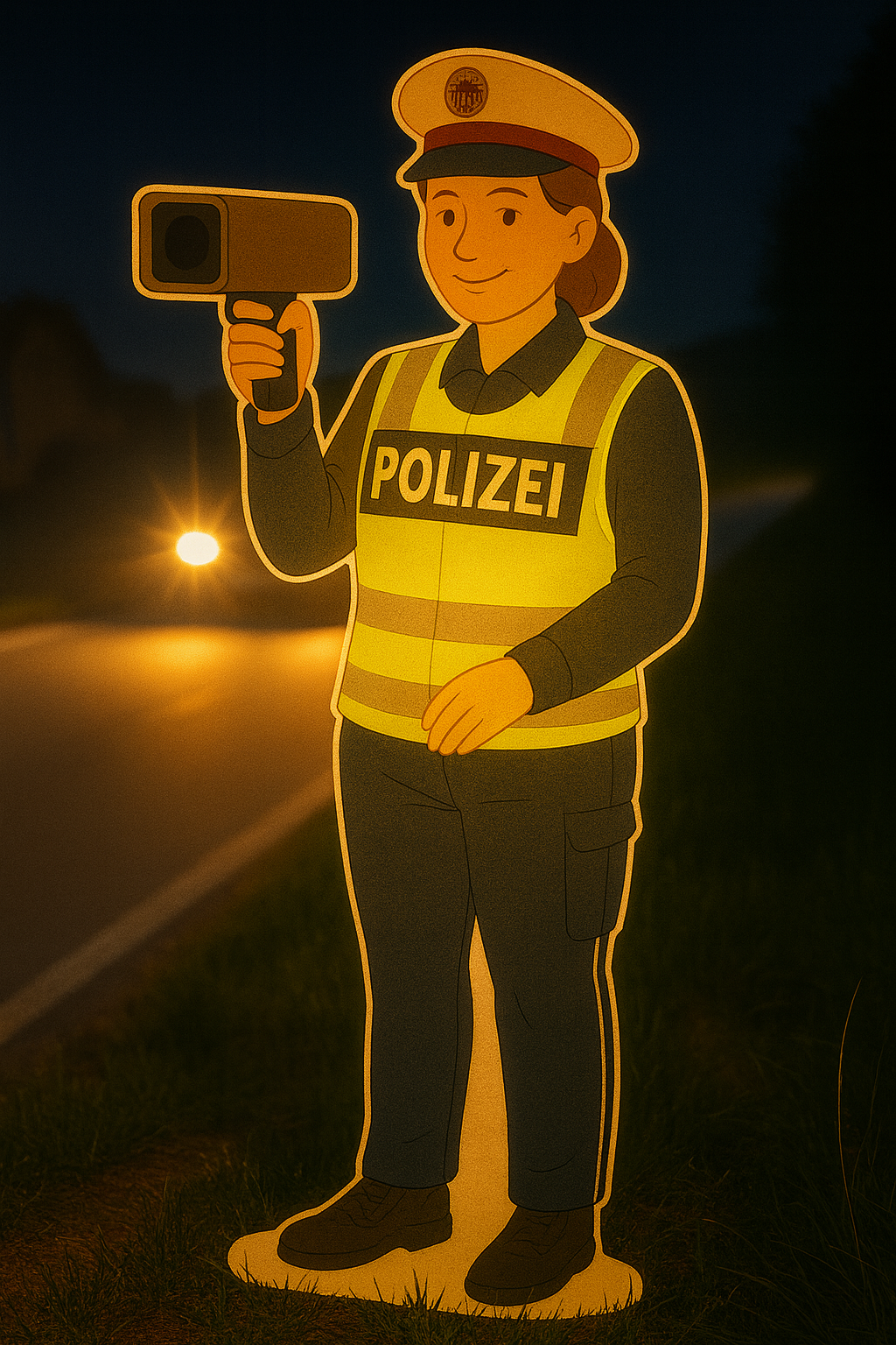 Nacht: Cartoon-Hinweis