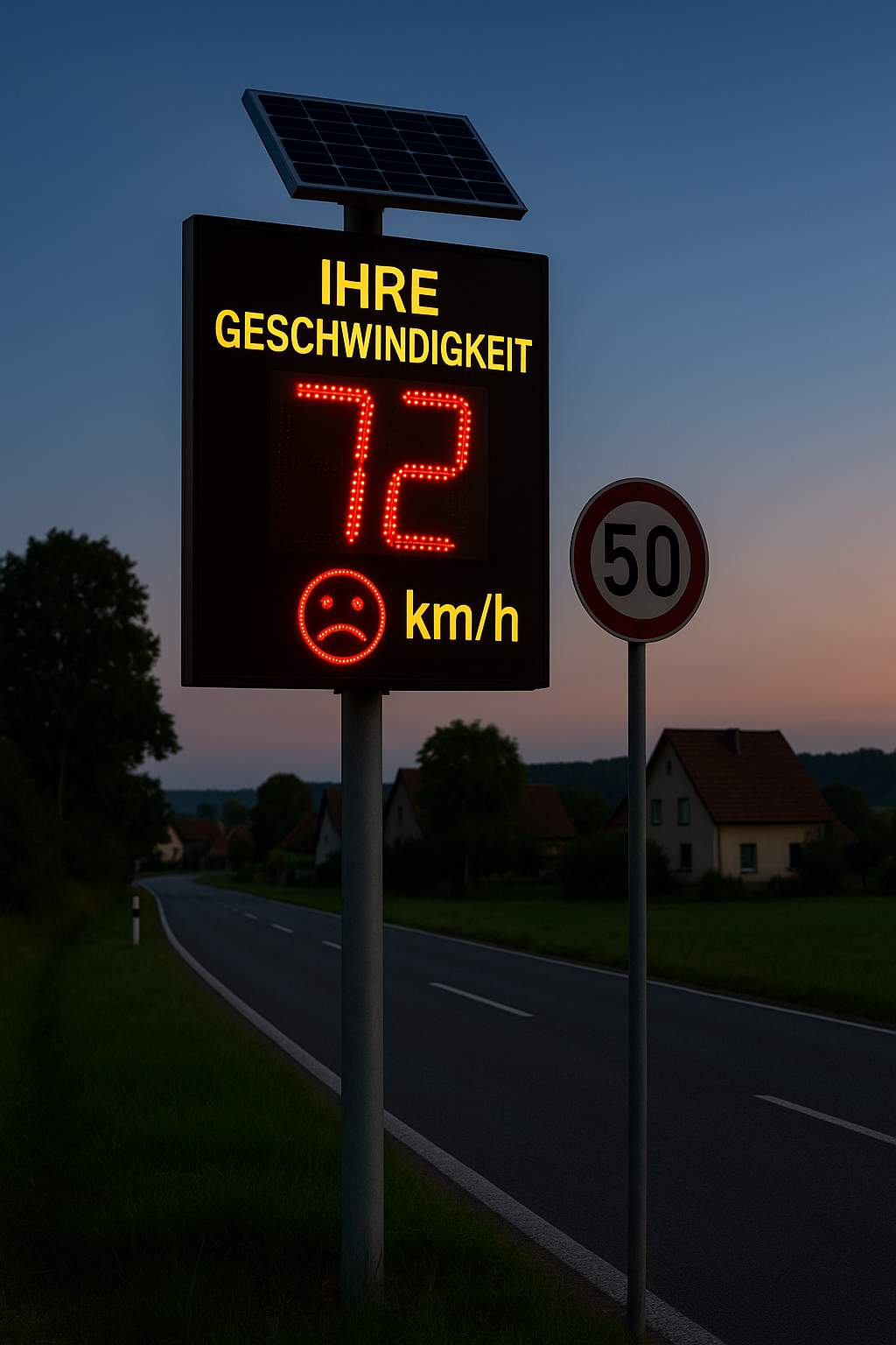 Nacht: Geschwindigkeitsanzeige